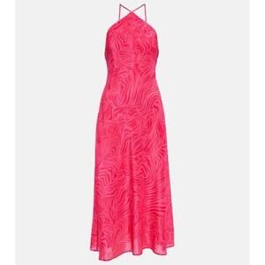 NWT RIXO Opal printed silk-crepe midi dress size 8 Current $465 Vacation